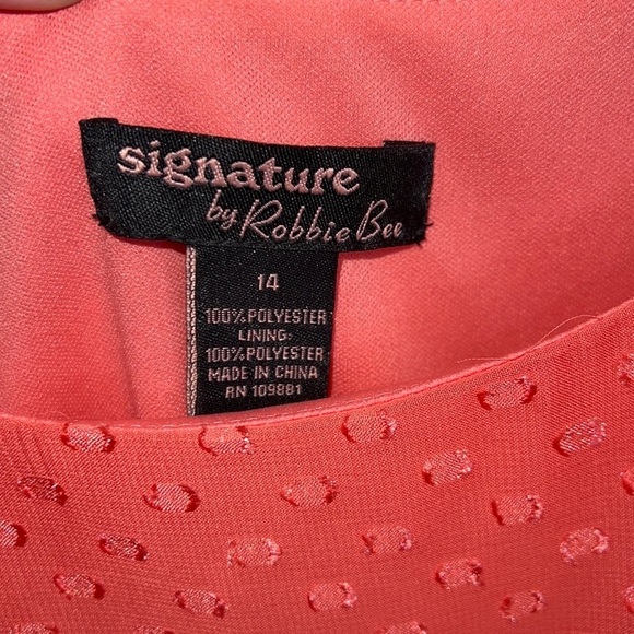 Signature By Robbie Bee Layered Pink/Peach Dress W/polka dot design - Picture 9 of 9
